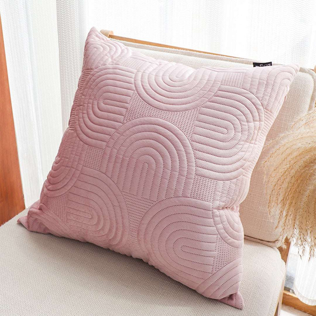 SOGA 50cm Pink Textured Geometric Pattern Decorative Throw Pillow $ 61