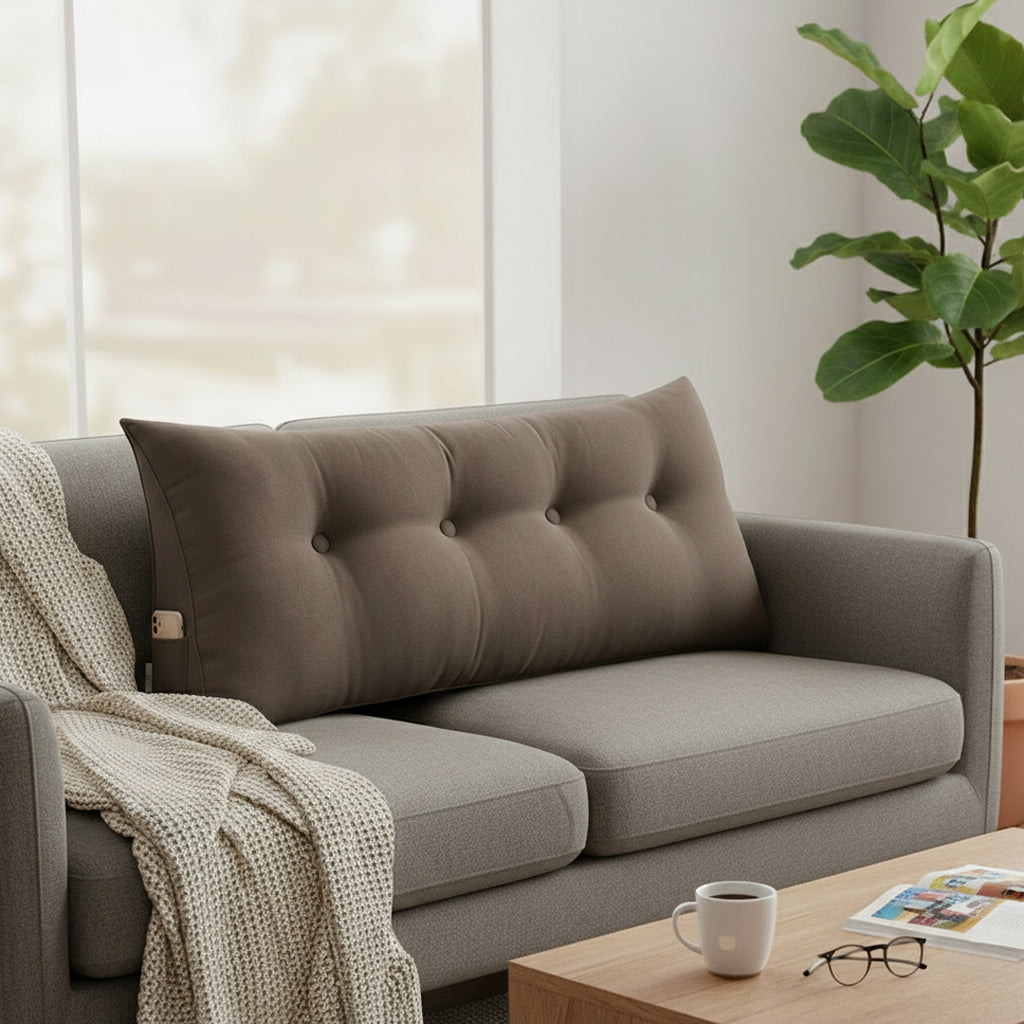 SOGA 120cm Coffee Triangular Wedge Bed Pillow Headboard Backrest Bedside Tatami Cushion Home Decor