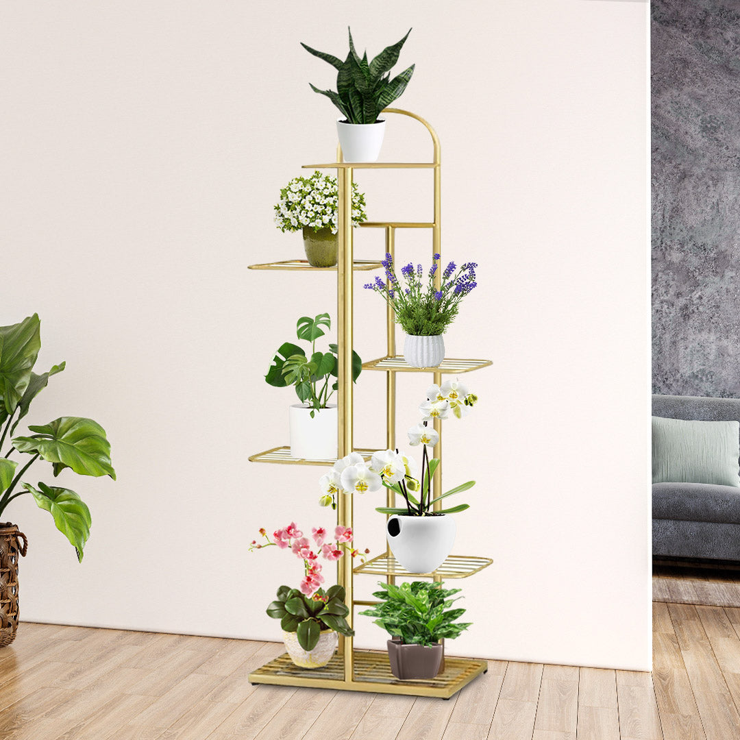 SOGA 5 Tier 6 Pots Gold Metal Plant Stand Flowerpot Display Shelf Rack Indoor Home Office Decor