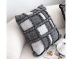 SOGA 50cm Bohemian Gray Fringe Checkerboard Textured Throw Pillow
