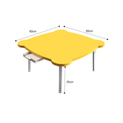 SOGA 2X Yellow Minimalist Cat Ear Portable Floor Table Small Space-Saving Mini Desk Home Decor
