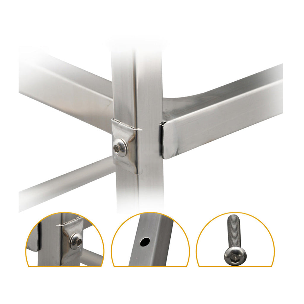 SOGA 2X 2 Tier 500x500x950 Stainless Steel Square Tube Drink Wine Food Utility Cart