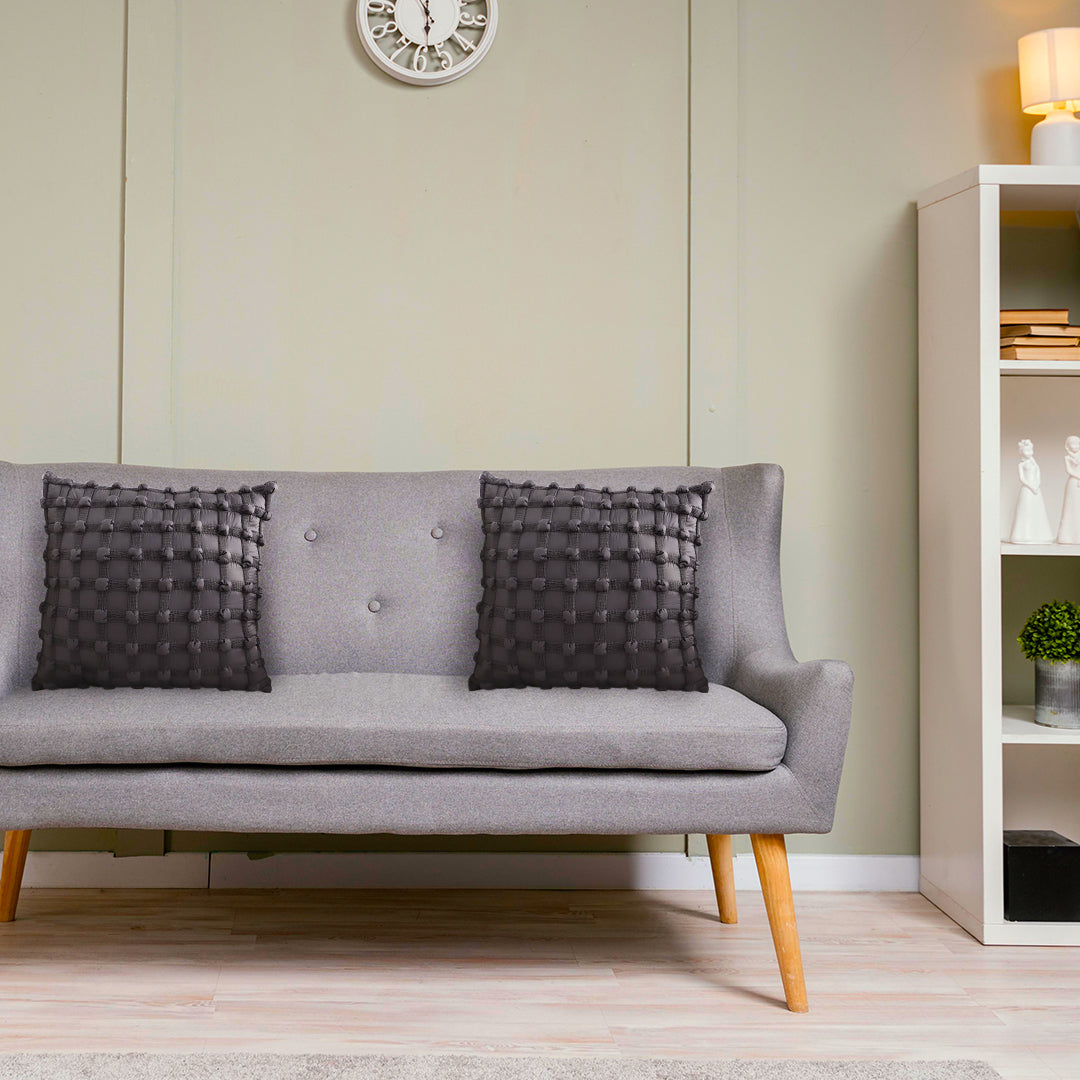 SOGA 45cm Black Medievalc style Puff Rivet Square Product Throw Pillow