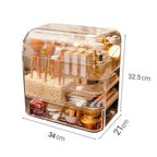 SOGA 2X Transparent Cosmetic Storage Box Clear Makeup Skincare Holder with Lid Drawers Waterproof  Dustproof Organiser with Pearls