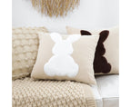 SOGA 2X 45cm Throw Pillow Light Tan Square Cushion with Soft White Rabbit Design Decorative Home Decor