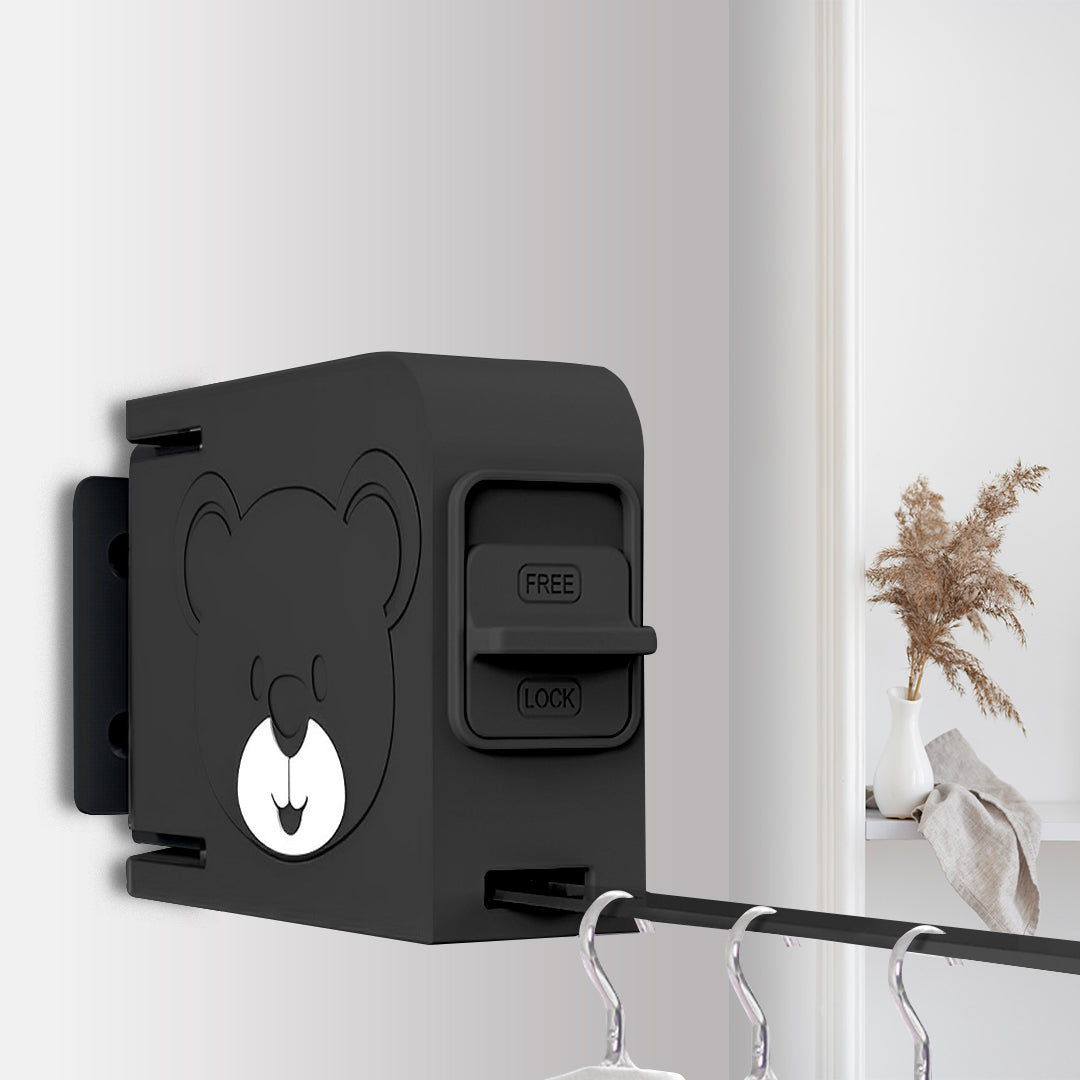 SOGA 160mm Suction-Mounted Retractable Clothes Drying Rack - Black