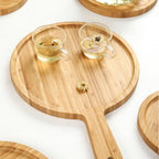 SOGA 6 inch Blonde Round Premium Wooden Serving Tray Board Paddle with Handle Home Decor