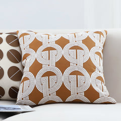 SOGA 45cm Brown Circular Chain Jacquard Square Pillow Decorative Cushion for Living Room
