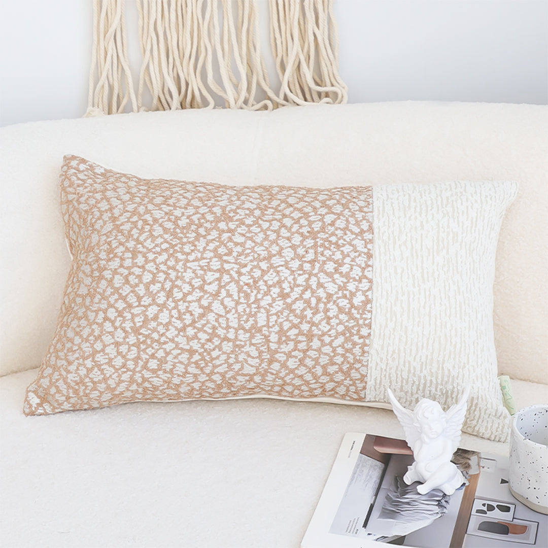 SOGA 2X 35cm Contemporary Beige Two-Tone Block Design Throw Pillow