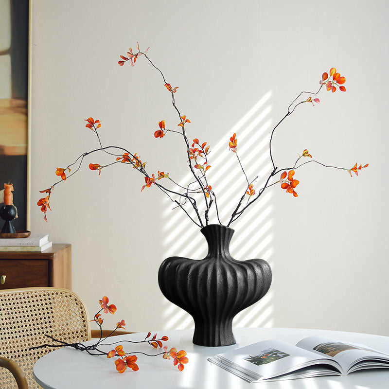 SOGA 28X30cm Ornament Large Matte Black Vases Countertop Decoration Accessories Porch Crafts Home Decor