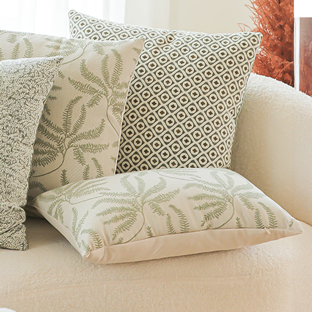 SOGA 2X 35cm Botanical Green Fern Leaf Embroidered Decorative Throw Pillow
