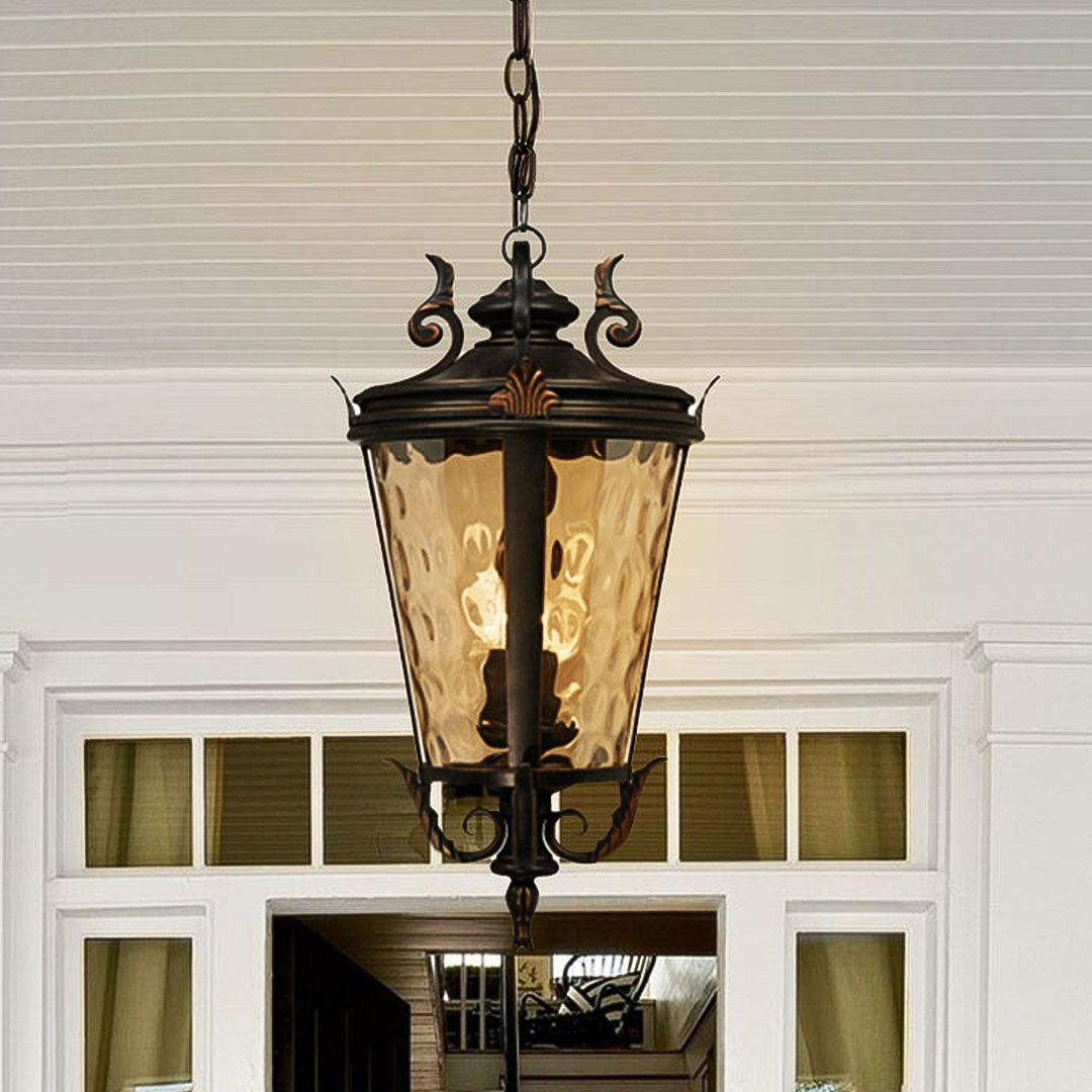 Vintage Lamp 2X 60.3cm Aluminum & Glass Lantern Elegant Chandelier Style Classic Hanging Light Antique-Inspired Design