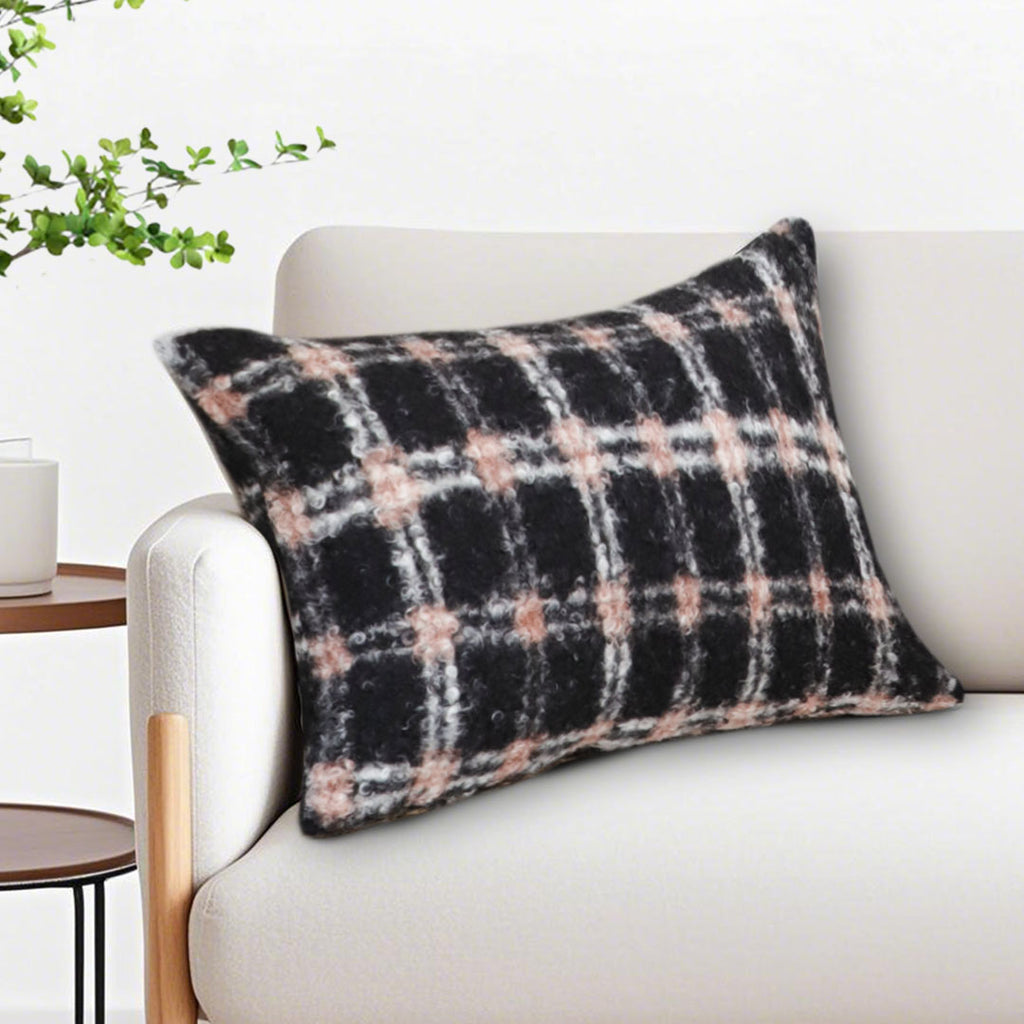 SOGA 2X 35cm Modern Plaid Pattern Blush Pink Gray Decorative Throw Pillow