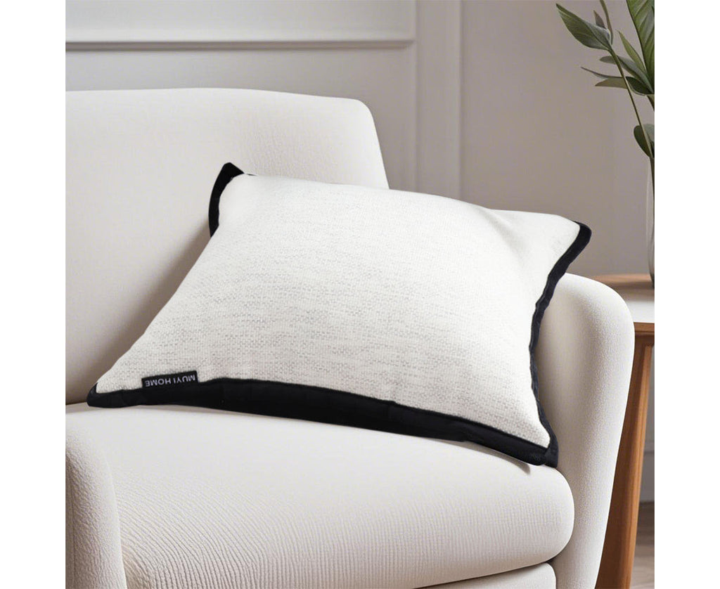 SOGA 50cm Classic Natural Linen Black Piped Edge Decorative Throw Pillow