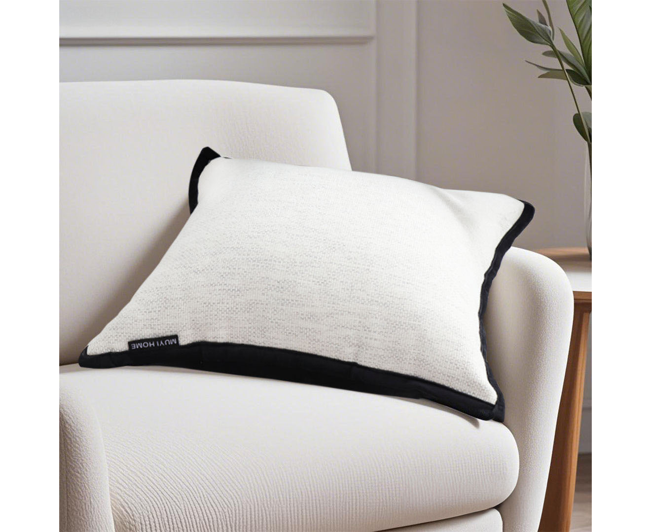 SOGA 50cm Classic Natural Linen Black Piped Edge Decorative Throw Pillow