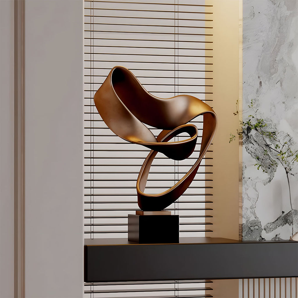 SOGA 45cm Bronze Ribbon Sculpture