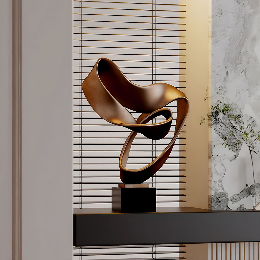 SOGA 45cm Bronze Ribbon Sculpture
