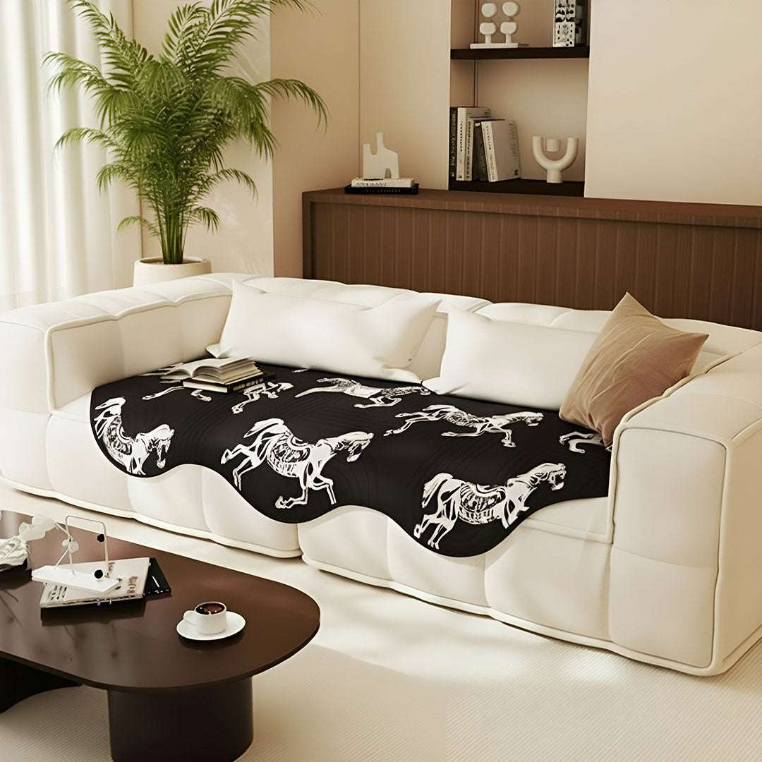 SOGA Three-Seater Black Horse Print 90x210cm Throw Blanket Sofa Cover $ 125