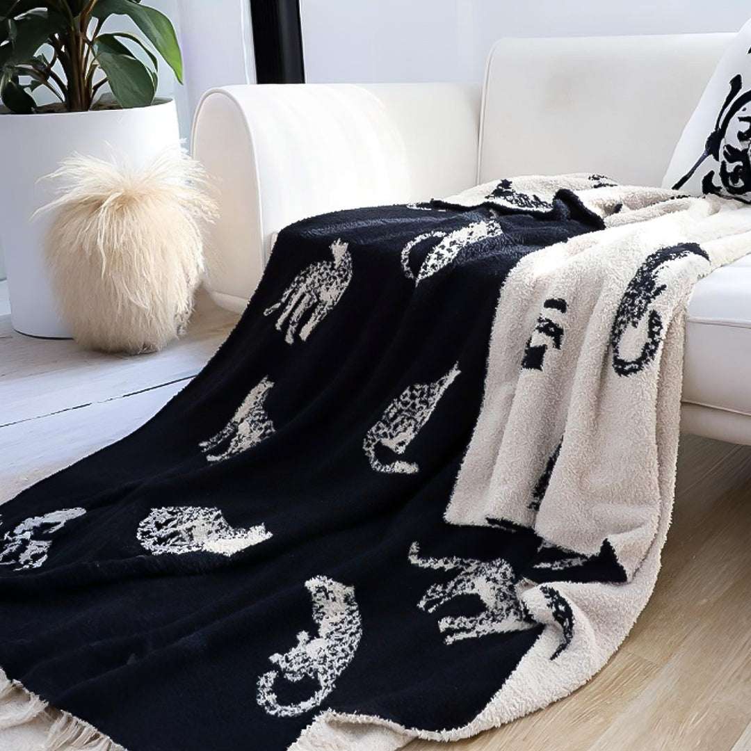 SOGA 2X Black Cream Animal Print Throw Blanket 130x180cm Polyester $ 228