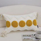 SOGA 2X 30cm Cream Yellow Circle Pom Chevron Tassel Decorative Pillow $ 140