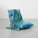SOGA Home & Living Bundle – Blue Zigzag Knitted Throw Blanket & Blue Adjustable Floor Recliner $ 0