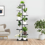 SOGA 2X 8 Tier 9 Pots Black Metal Plant Stand Flowerpot Display Shelf Rack Indoor Home Office Decor