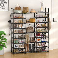 SOGA 2X 19-Shelf Tier Shoe Storage Shelf Space-Saving Caddy Rack Organiser with Handle