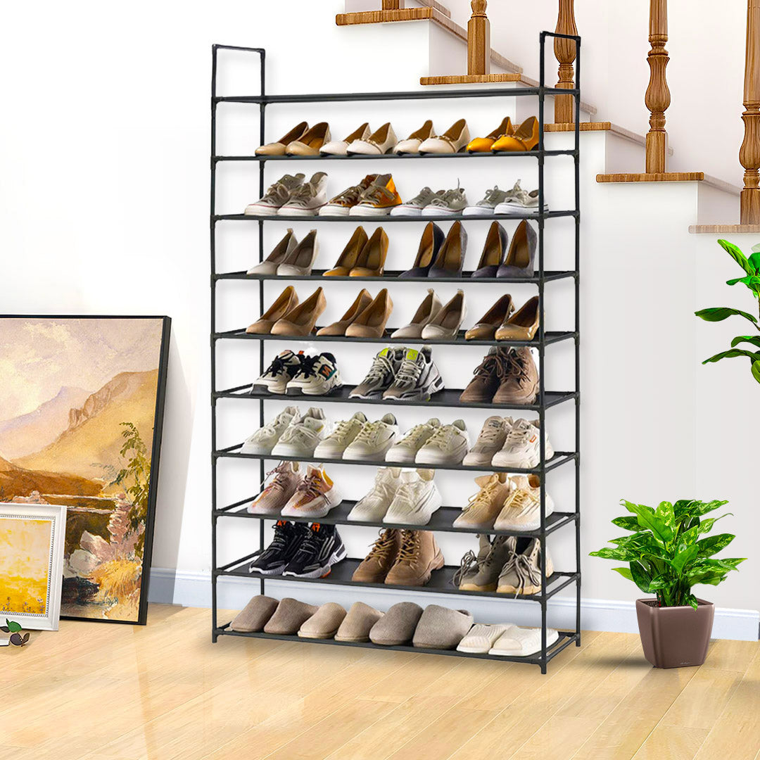 SOGA 10 Tier Shoe Storage Shelf Space-Saving Caddy Rack Organiser with Handle