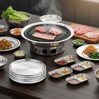 SOGA Kitchenware Bundle – Silver Grilling Plate, Divided Sauce Pan & Portable Charcoal BBQ Grill $ 142