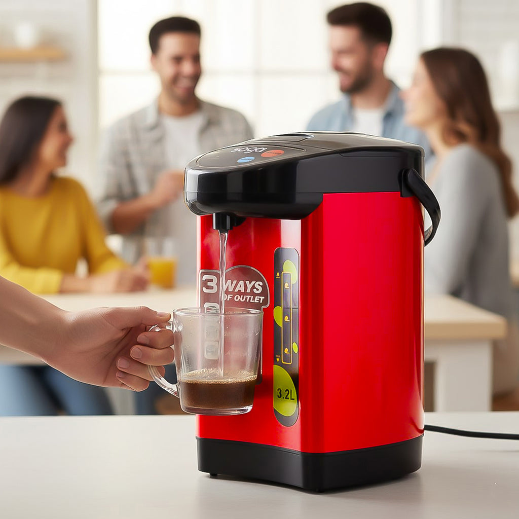 SOGA 3.2L Red Stainless Steel Electric Thermal Pot Dispenser with 3 Dispensing Modes