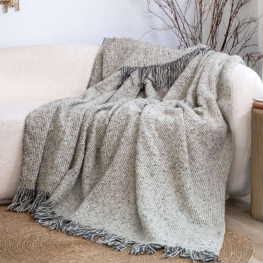 SOGA 2X Soft Light Beige Tassel Throw Blanket 160x200cm Soft Polyester $ 155