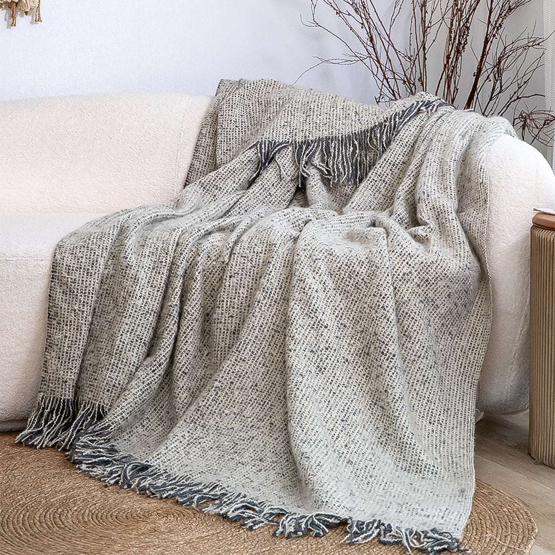 SOGA 2X Soft Light Beige Tassel Throw Blanket 160x200cm Soft Polyester $ 155