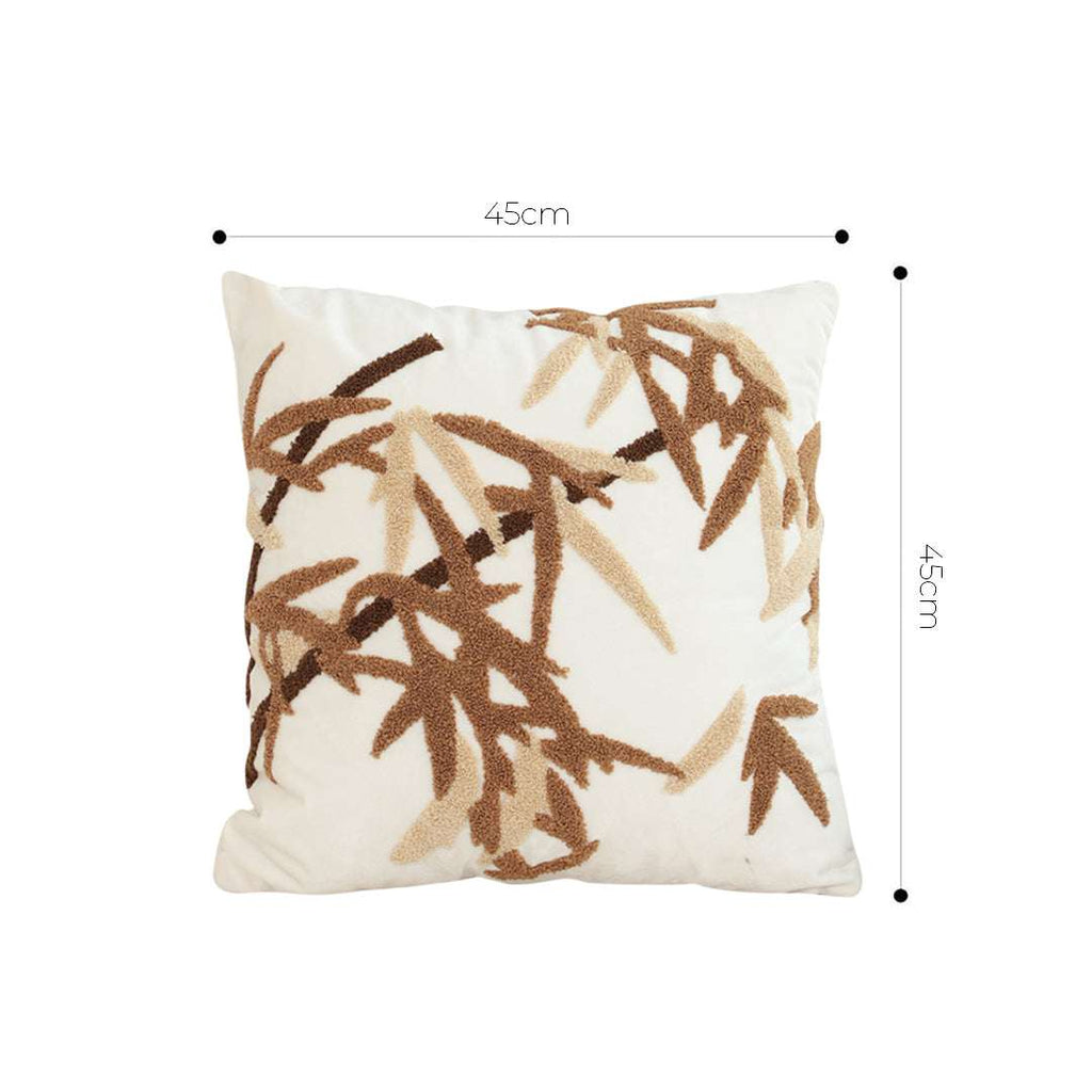 SOGA 2X 45cm Cream Brown Bamboo Leaf Botanical Embroidered Throw Pillow $ 118