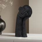 SOGA 38cm Black Head Sculpture – Minimalist Resin Decor