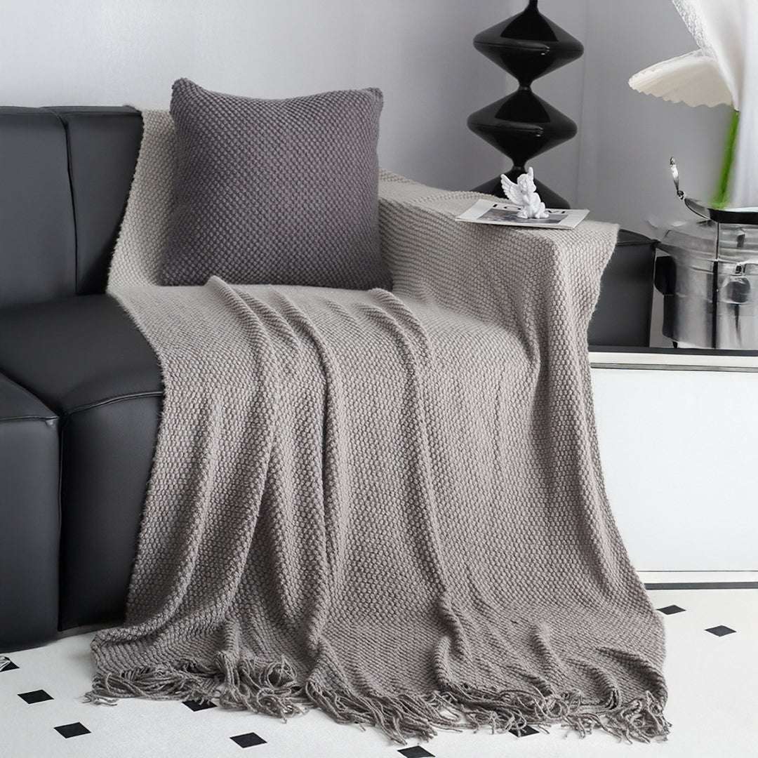 SOGA 127x170cm Star Grey Blanket – Gradient Tassel Throw for Cozy Home Comfort $ 88