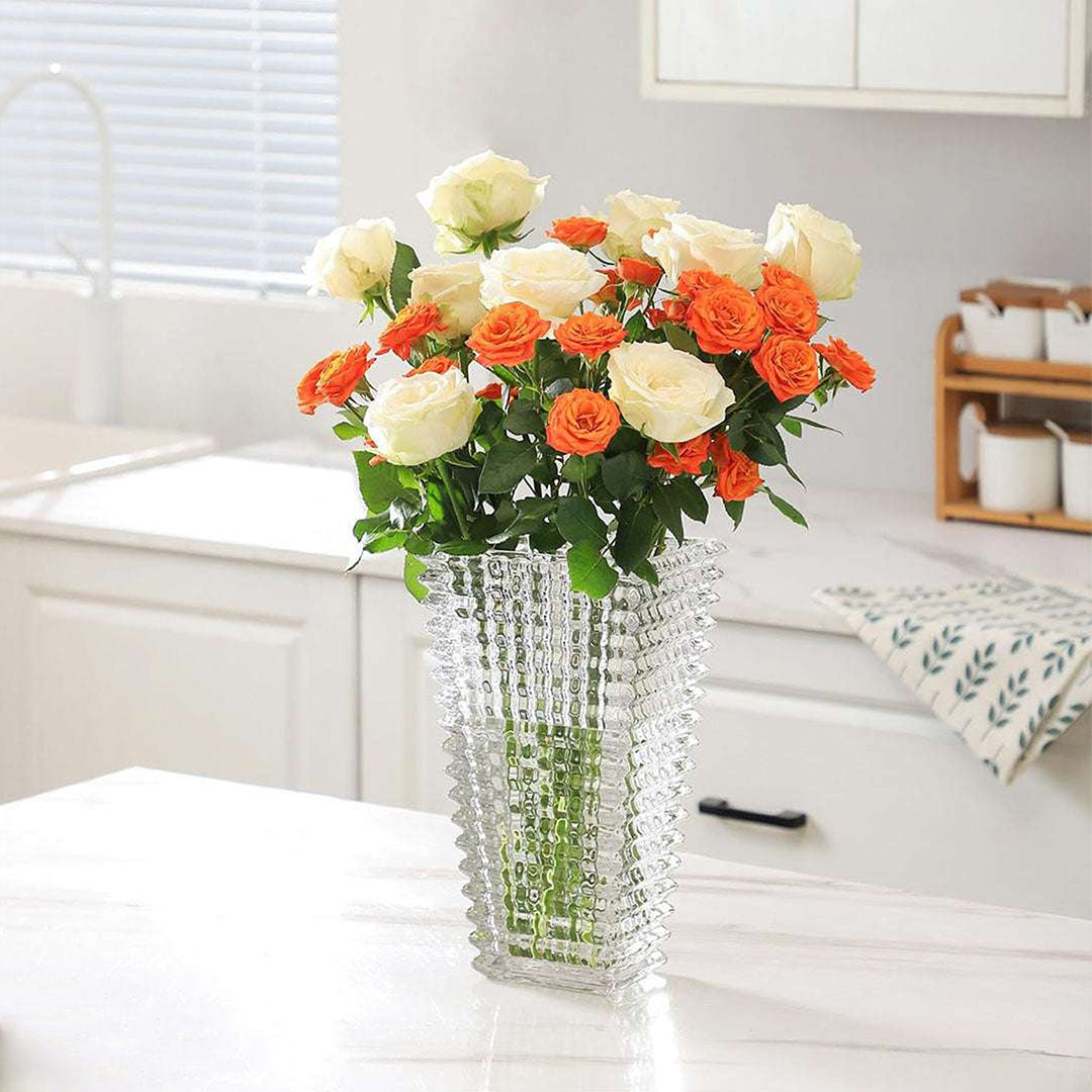 SOGA 28cm Handcrafted Clear Glass Vase Classic Design for Home Decor