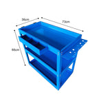 SOGA 2X  3 Tier Tool Storage Cart Portable Service Utility Heavy Duty Mobile Trolley Blue