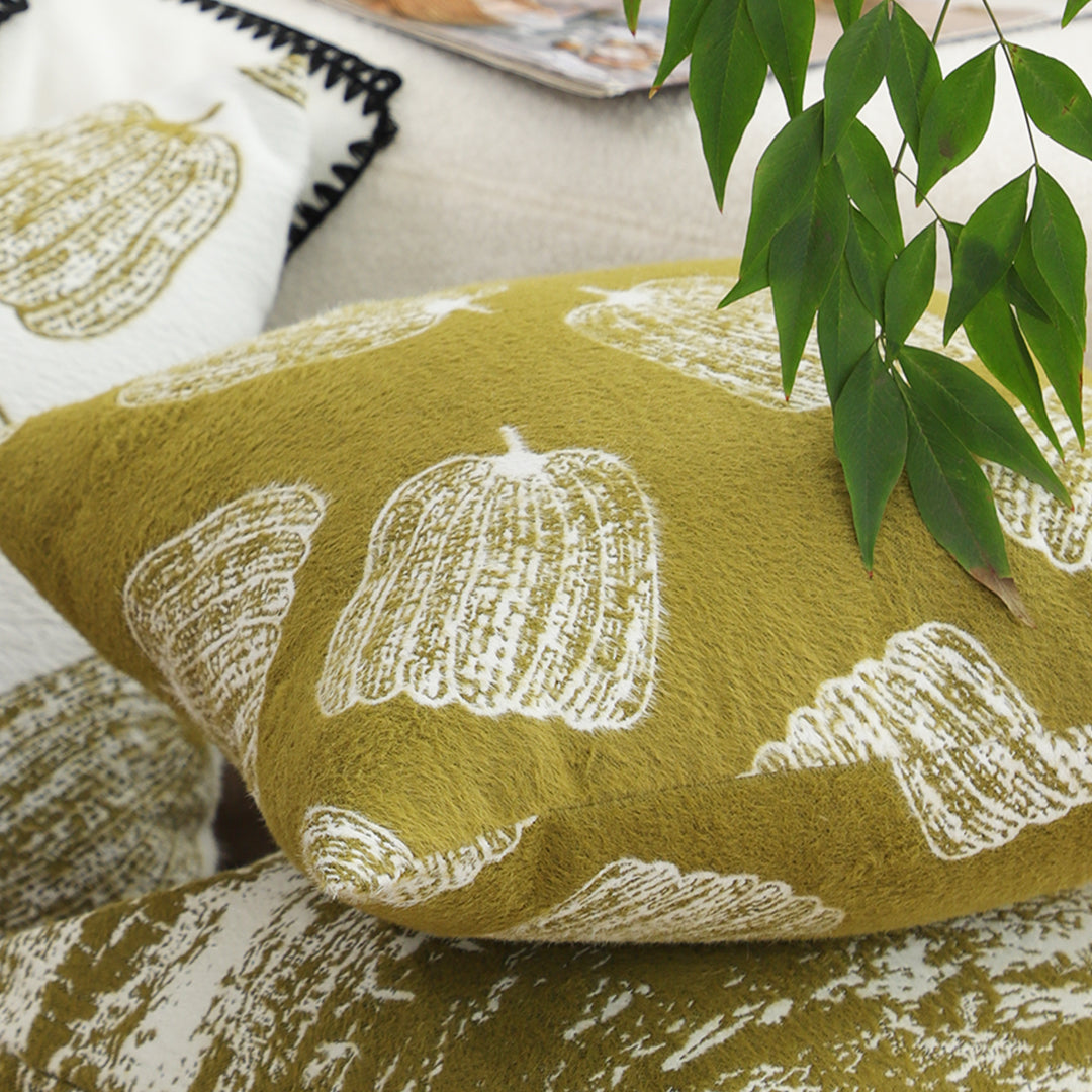 SOGA 2X 50cm Throw Pillow Green Autumn Harvest Pumpkin Print Home Decor
