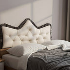 SOGA Home & Living Bundle – Crown Tufted Cream Pillow & Grey Cozy Flannel Throw Blanket