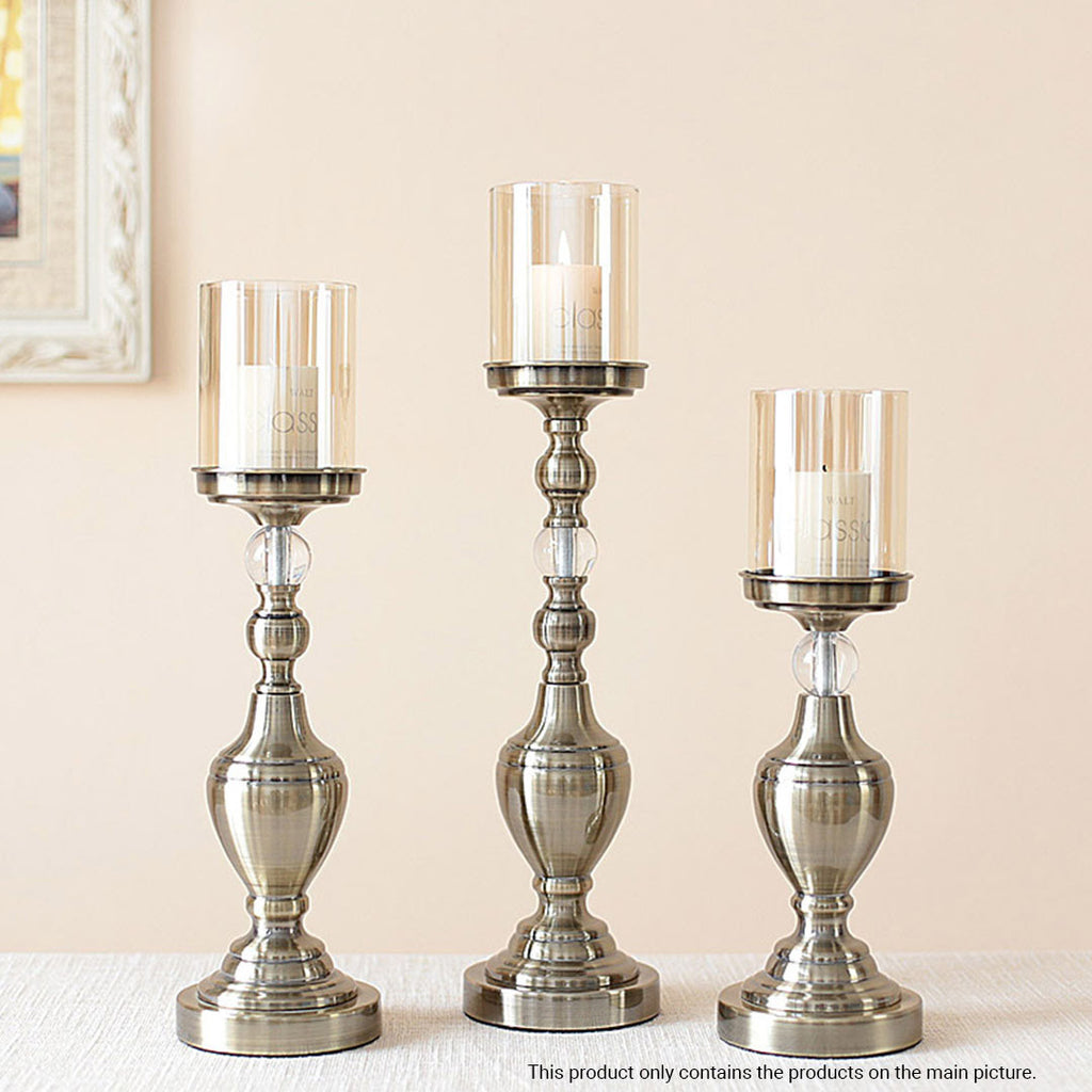 SOGA 43.3cm Glass Candlestick Candle Holder Stand Pillar Glass/Iron Metal