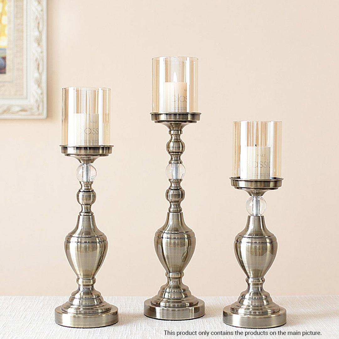 SOGA 43.3cm Glass Candlestick Candle Holder Stand Pillar Glass/Iron Metal