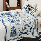 SOGA 2X Off-White Cat Print Throw Blanket 130x160cm Polyester $ 280