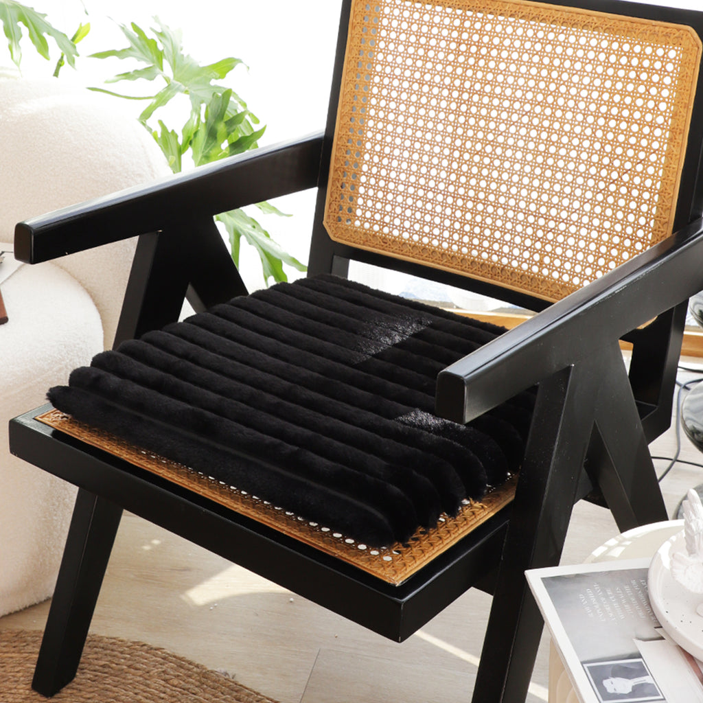 SOGA Black Corduroy Cushion – Soft Plush Backrest for Home & Office