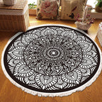 SOGA 120cm Mandala Modern Ethnic Tassel Print Anti-slip Doormat, Home Decor