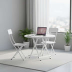 SOGA Home & Living Bundle – White Folding Dining Table & 2 Foldable Chairs for Home Decor $ 0