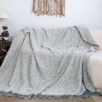 SOGA 2X Light Blue-Gray Tassel Throw Blanket 160x200cm Soft Polyester $ 155