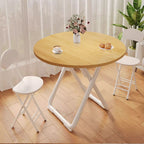 SOGA 80cm Wood Color Round Table with White Legs Modern Design for Home Decor