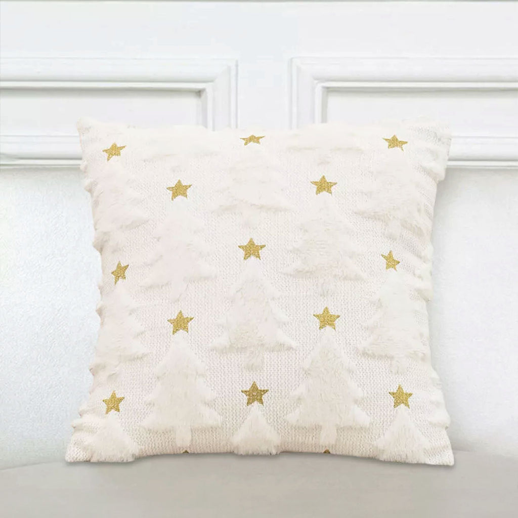 SOGA 2X 45cm Celestial Cream Textured Gold Star Pattern Throw Pillow