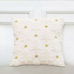 SOGA 2X 45cm Celestial Cream Textured Gold Star Pattern Throw Pillow