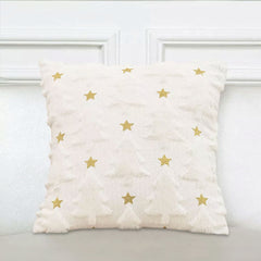 SOGA 2X 45cm Celestial Cream Textured Gold Star Pattern Throw Pillow